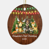 Baby eerste kerstlampjes bosdieren Rustisch Keramisch Ornament (Links)