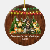 Baby eerste kerstlampjes bosdieren Rustisch Keramisch Ornament (Achterkant)