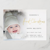 Baby eerste kerstluxe  met fotooverlay folie feestdagenkaart (Voorkant)