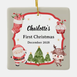 Baby Eerste Kerstman Rendier Tree Ornament