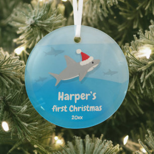 Baby Eerste kerstmanshaai Glass Ornament