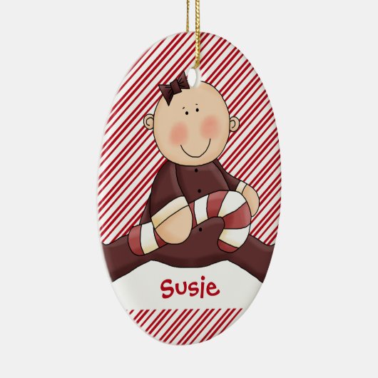 Baby Eerste kerstmeisje Keramisch Ornament (Rechts)