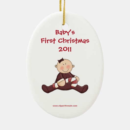 Baby Eerste kerstmeisje Keramisch Ornament (Achterkant)