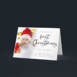 Baby Eerste Kerstmis 6 Foto Holiday Card Feestdagen Kaart<br><div class="desc">Baby Eerste Kerstmis 6 Foto's. Leuk om je eerste kerstfeest te vieren. Een playful vastgesteld manuscript voor Eerste Kerstmis en de rest van de tekst is gemakkelijk te personaliseren. Vervang de steekproeffoto's op de voor en binnenkant bovenkant met uw.</div>