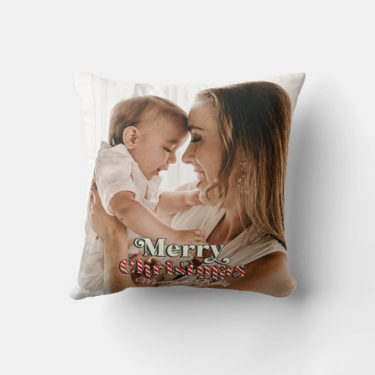 Baby Eerste Kerstmis Aangepaste 2-foto & Geboortes Kussen (Achterkant)