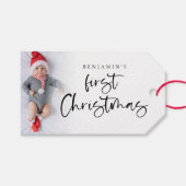 Baby Eerste Kerstmis Aangepaste fotobedekking Cadeaulabel (Voorkant (Horizontaal))