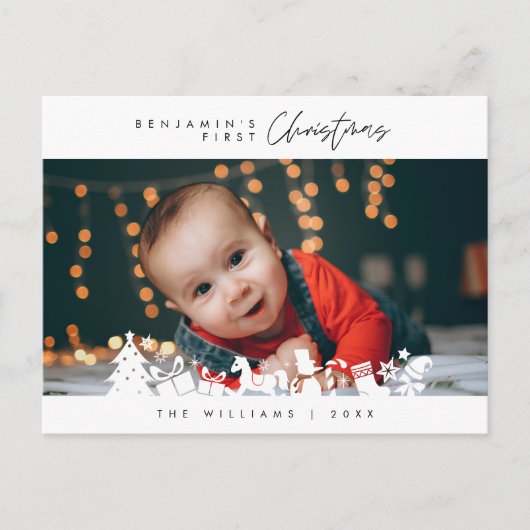 Baby Eerste Kerstmis, Aankondiging met Foto Briefkaart (Voorkant)