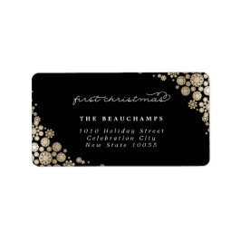 Baby Eerste Kerstmis Adres Elegant Snowflakes Etiket