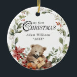 Baby Eerste Kerstmis Bloemen Gepersonaliseerde Fot Keramisch Ornament<br><div class="desc">Baby Eerste Kerstmis Bloemen Gepersonaliseerde Foto Keramisch Ornament</div>