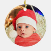 Baby Eerste Kerstmis Bloemen Gepersonaliseerde Fot Keramisch Ornament (Achterkant)