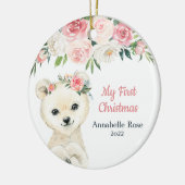 Baby eerste kerstmis Blush Roos Beer Keramisch Ornament (Links)