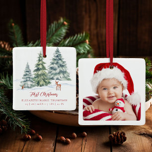 Baby Eerste Kerstmis Boselandhert Uil Foto  Keramisch Ornament