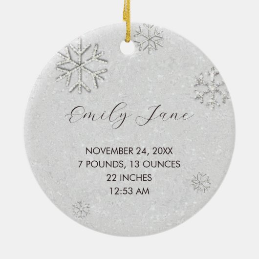 Baby eerste kerstmis Denim Rhinestones Snowflakes Keramisch Ornament (Achterkant)