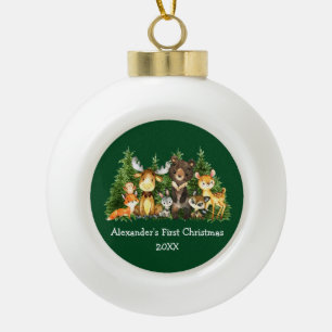Baby Eerste Kerstmis Dieren Groen Keramische Bal Ornament