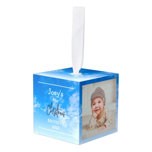 baby eerste Kerstmis drie Foto Decoratie (Voorkant hoekig)