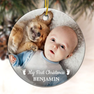 Baby Eerste Kerstmis - Eenvoudige foto op maat Keramisch Ornament