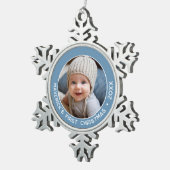 Baby Eerste Kerstmis Eenvoudige Pastel Denim Blue  Tin Sneeuwvlok Ornament (Rechts)