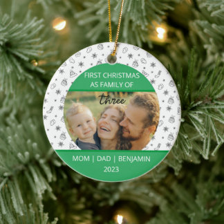 Baby Eerste Kerstmis familie van drie gewoonte Keramisch Ornament