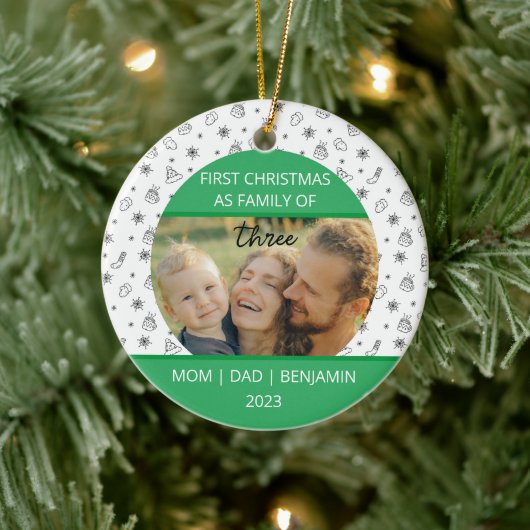 Baby Eerste Kerstmis familie van drie gewoonte Keramisch Ornament (Boom)