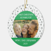 Baby Eerste Kerstmis familie van drie gewoonte Keramisch Ornament (Links)