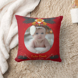 Baby Eerste Kerstmis foto en naam Kussen