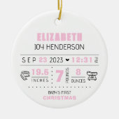 Baby Eerste Kerstmis Foto Geboorte Datum Gewicht Keramisch Ornament (Voorkant)