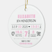 Baby Eerste Kerstmis Foto Geboorte Datum Gewicht Keramisch Ornament (Links)