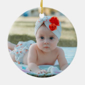 Baby Eerste Kerstmis Foto Geboorte Datum Gewicht Keramisch Ornament (Achterkant)