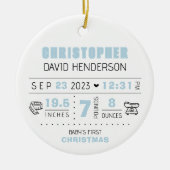 Baby Eerste Kerstmis Foto Geboorte Datum Gewicht Keramisch Ornament (Voorkant)