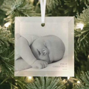 Baby Eerste Kerstmis Foto Glas Souvenir Aangepast Ornament