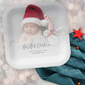 Baby Eerste Kerstmis foto Overlay Script naam Papieren Bordje