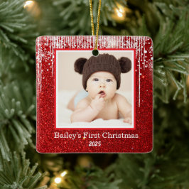 Baby Eerste Kerstmis Fotonaam Keramisch Ornament