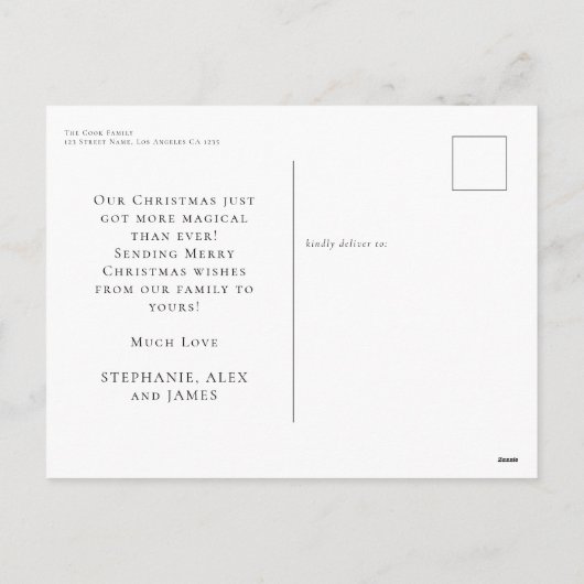 Baby Eerste Kerstmis Geboorte Datum Foto Overlay Feestdagenkaart (Achterkant)