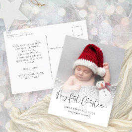 Baby Eerste Kerstmis Geboorte Datum Foto Overlay Feestdagenkaart
