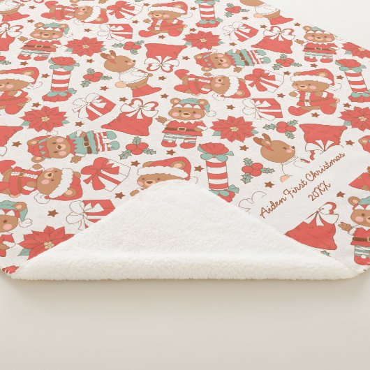 Baby Eerste Kerstmis Gepersonaliseerd Sherpa Deken (3/4)