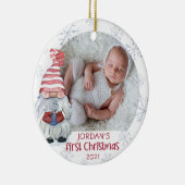 Baby Eerste Kerstmis Gnome Snowflake Keramisch Ornament (Rechts)