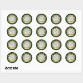 Baby Eerste Kerstmis Groen Plaid Ronde Sticker (Vel)
