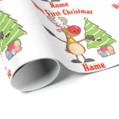 Baby EERSTE Kerstmis INPakkEN Rendier Custom Cadeaupapier (Rol Hoek)