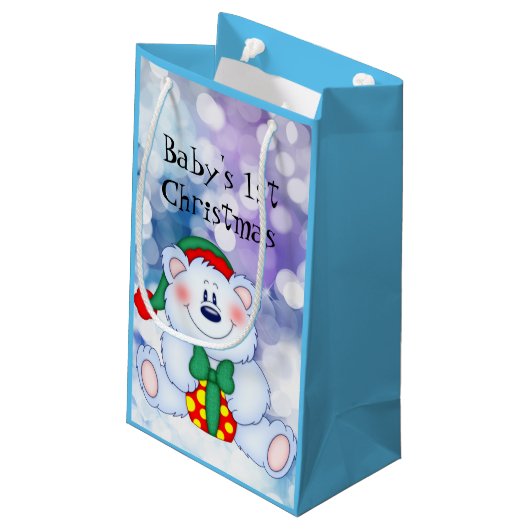 Baby eerste Kerstmis (jongen) Klein Cadeauzakje (Achterkant Gekanteld)