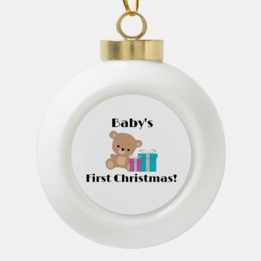 Baby Eerste Kerstmis! Keramische Bal Ornament (Voorkant)
