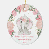 Baby Eerste Kerstmis Meisjes Olifant Gepersonalise Keramisch Ornament (Links)