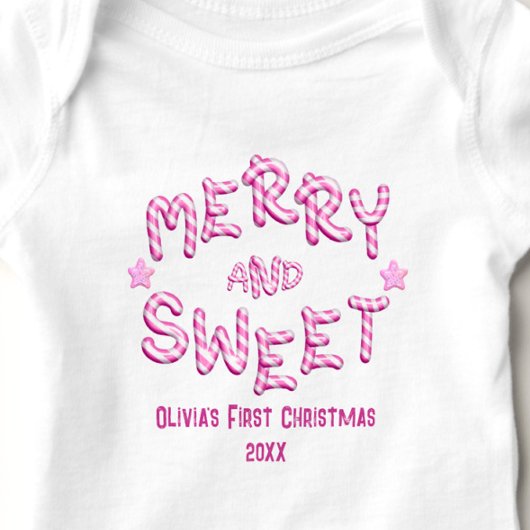 Baby Eerste Kerstmis Merry en Sweet Candy Cane Romper