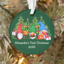 Baby Eerste Kerstmis met Gnomes Green Ornament