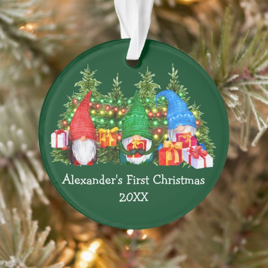 Baby Eerste Kerstmis met Gnomes Green Ornament (Boom)