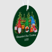 Baby Eerste Kerstmis met Gnomes Green Ornament (voorkant)