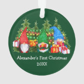 Baby Eerste Kerstmis met Gnomes Green Ornament (achterkant)