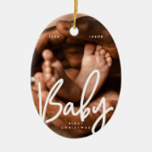 Baby Eerste Kerstmis Modern Elegant Chic Foto Keramisch Ornament (Voorkant)
