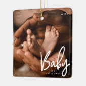 Baby Eerste Kerstmis Modern Elegant Chic Foto Keramisch Ornament (Links)
