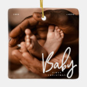 Baby Eerste Kerstmis Modern Elegant Chic Foto Keramisch Ornament (Voorkant)