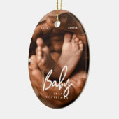 Baby Eerste Kerstmis Modern Elegant Chic Foto Keramisch Ornament (Links)